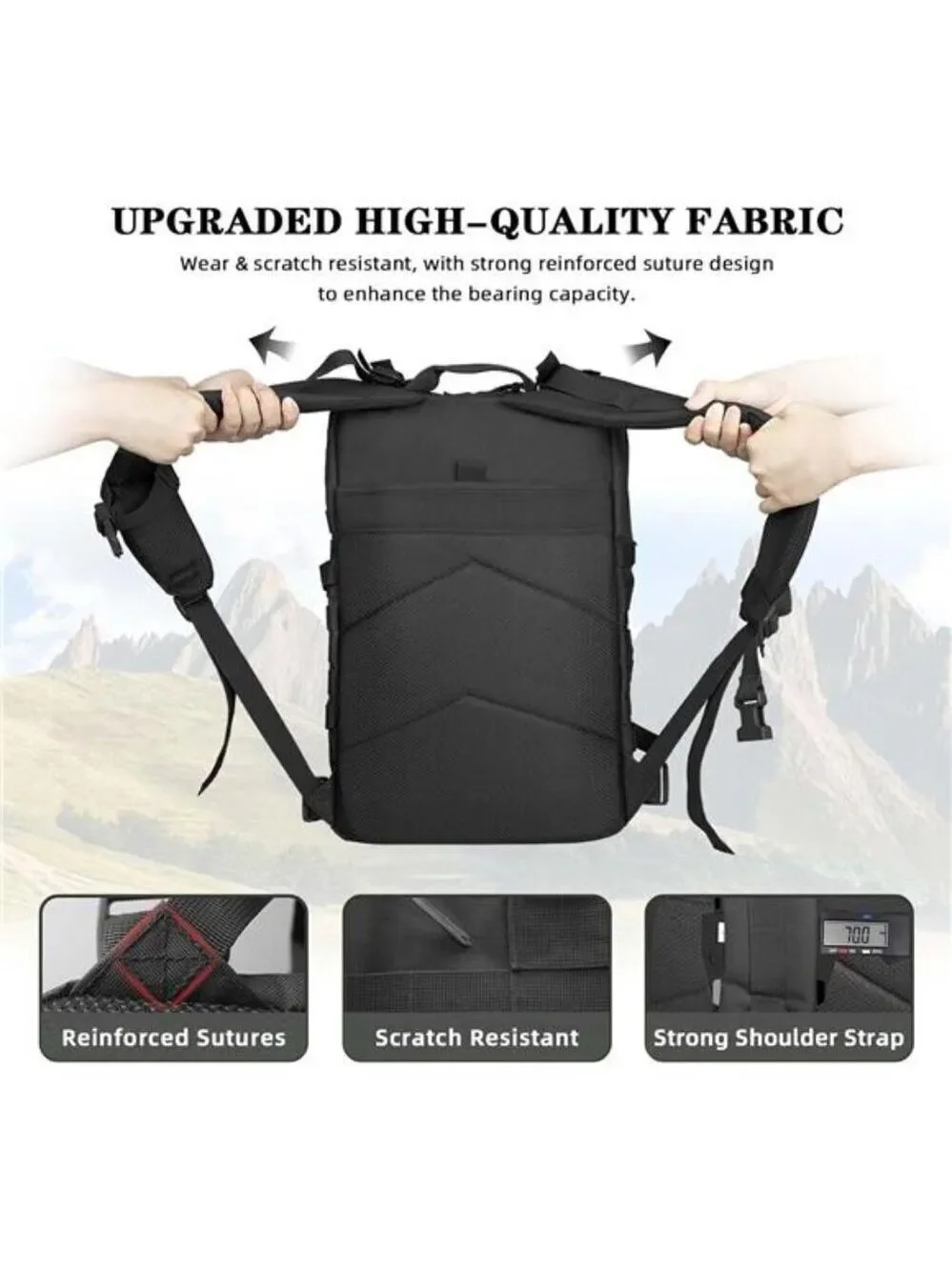45L Tactical Backpack Molle Military Hiking Camping Bug Out Bag Black Large